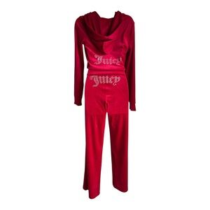 JUICY COUTURE BLING VELOUR LOGO TRACKSUIT MED COCO RED NEW!